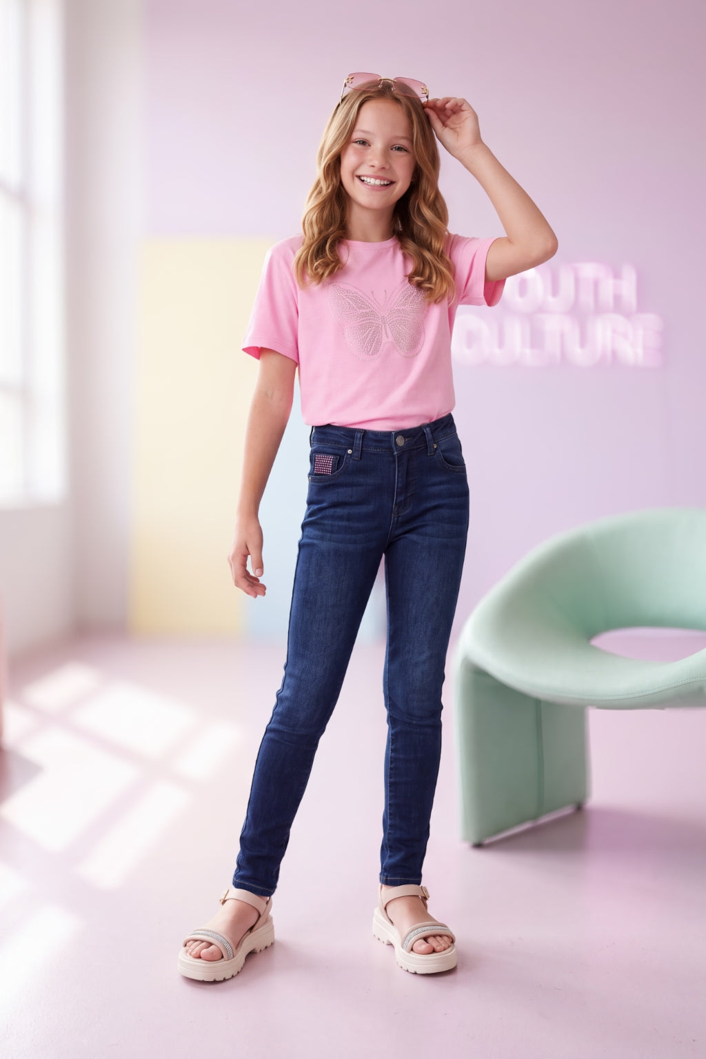 Jeans Skinny de Niña Azul
