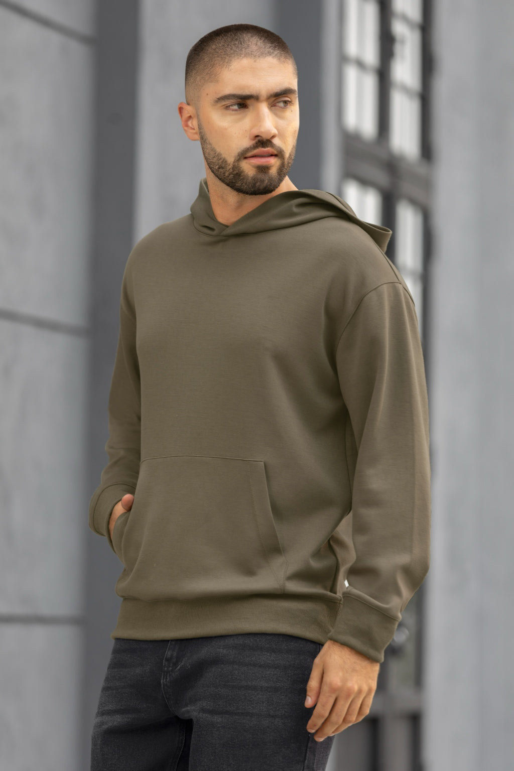 Sweater con Gorro Manga Larga con Puño Bolsillos - Boccelli ropa para hombre, vista 3