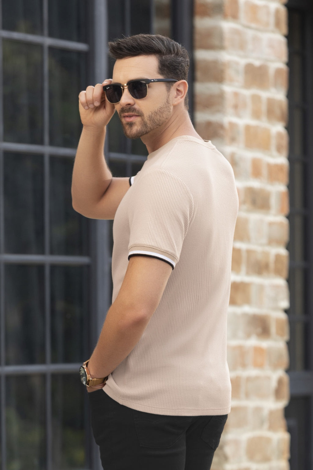 Camiseta Manga Corta Cuello Redondo Camel para Hombre Boccelli - foto 2