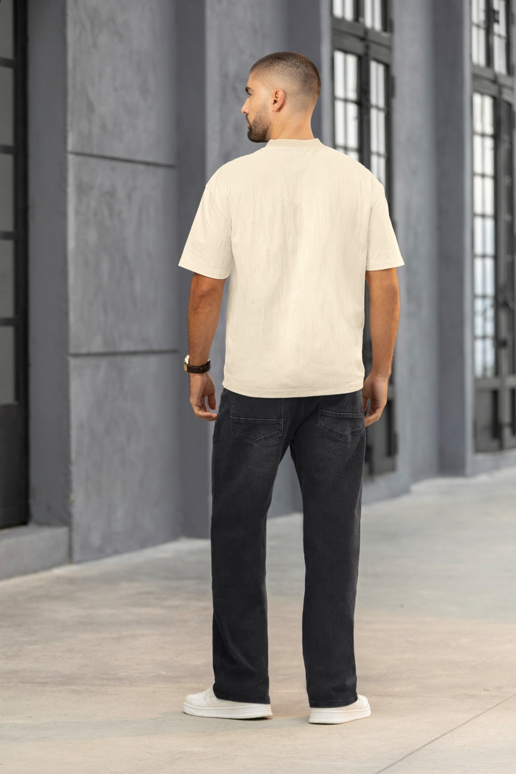 Camisa Manga Corta Cuello Redondo Oversize Fit Tela - Boccelli ropa para hombre, vista 6