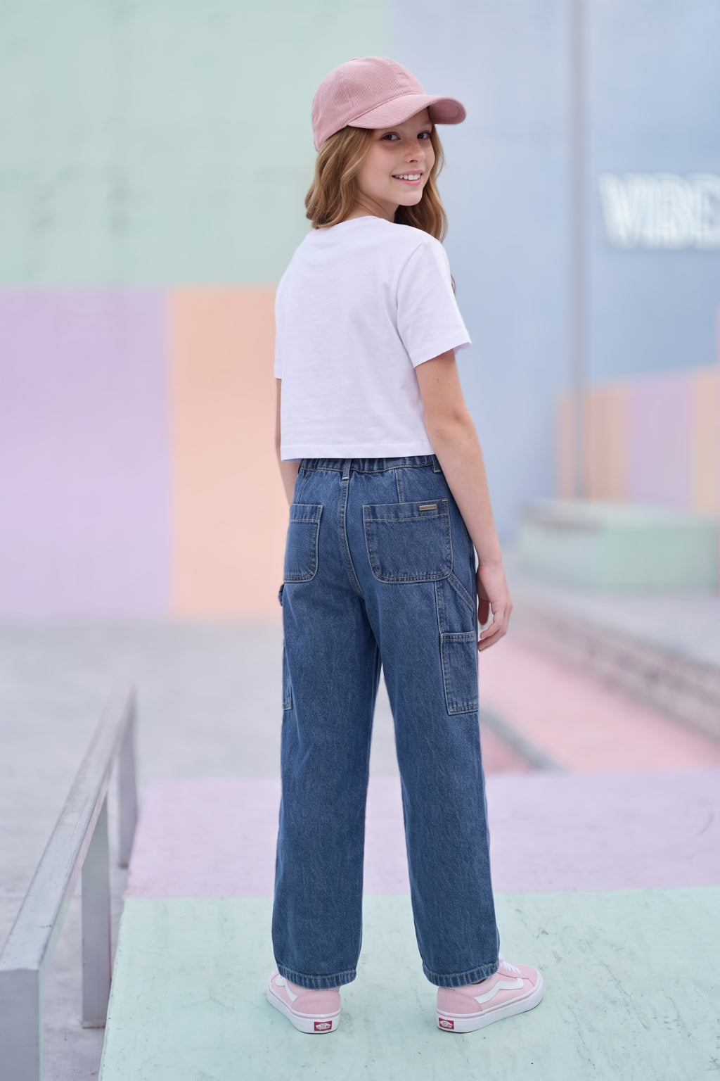 Jeans de Niña Estilo Ballon Azul Oscuro