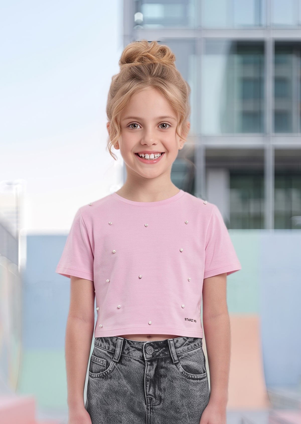 Camiseta de Niña Manga Corta Rosa