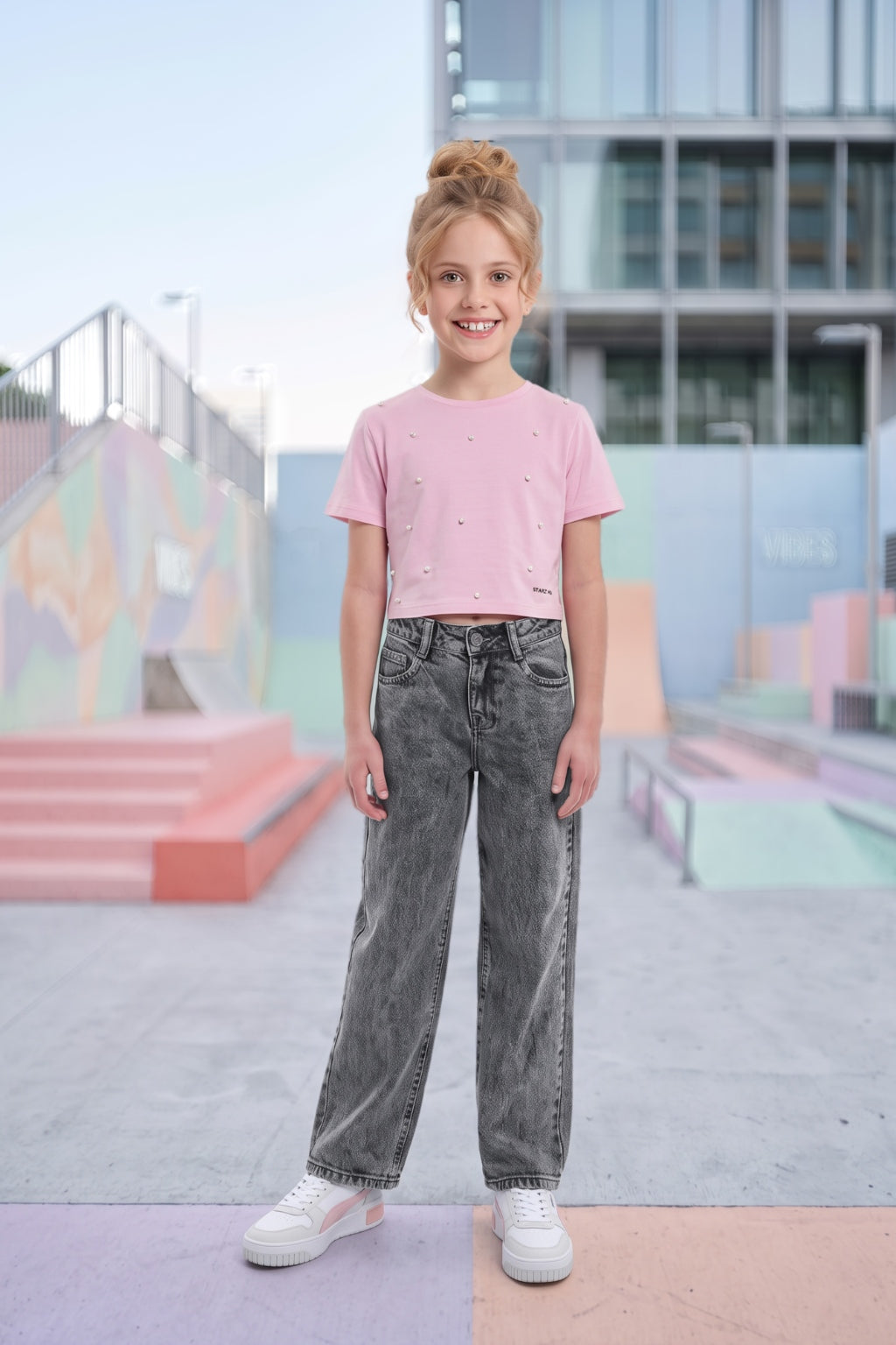 Jeans de Niña Estilo Ballon Negro