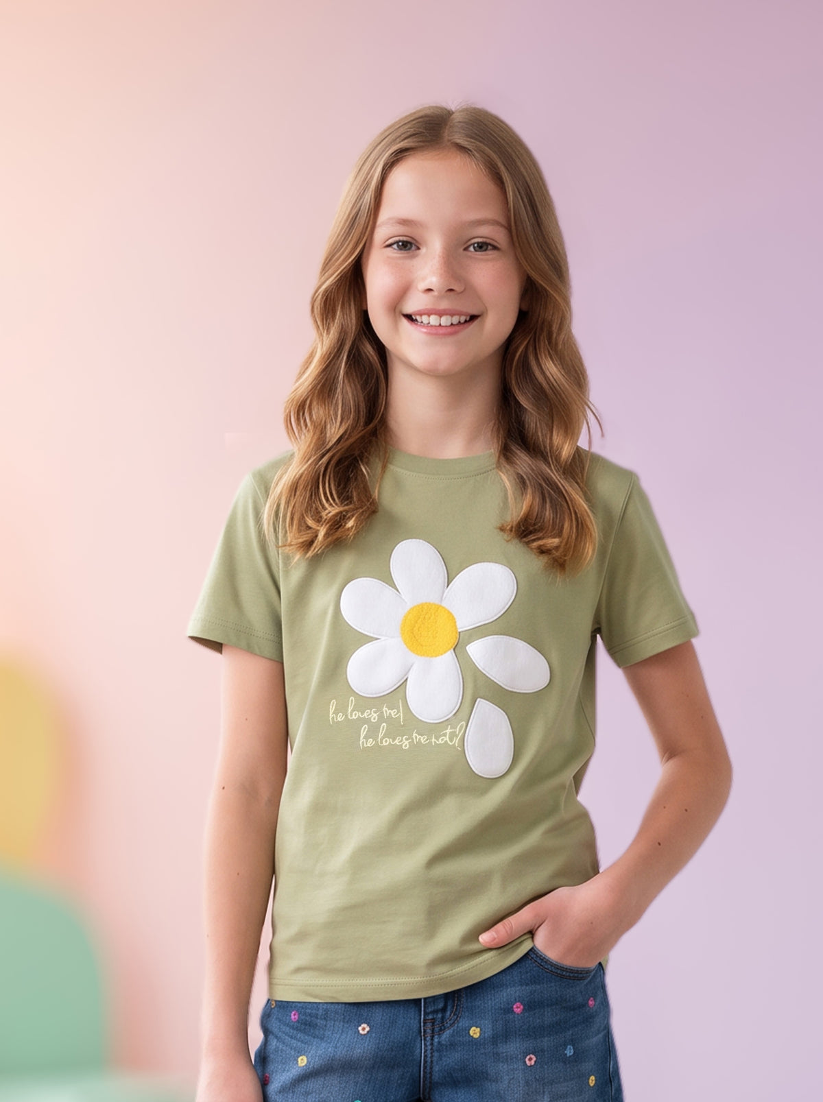 Camiseta de Niña Manga Corta Oliva