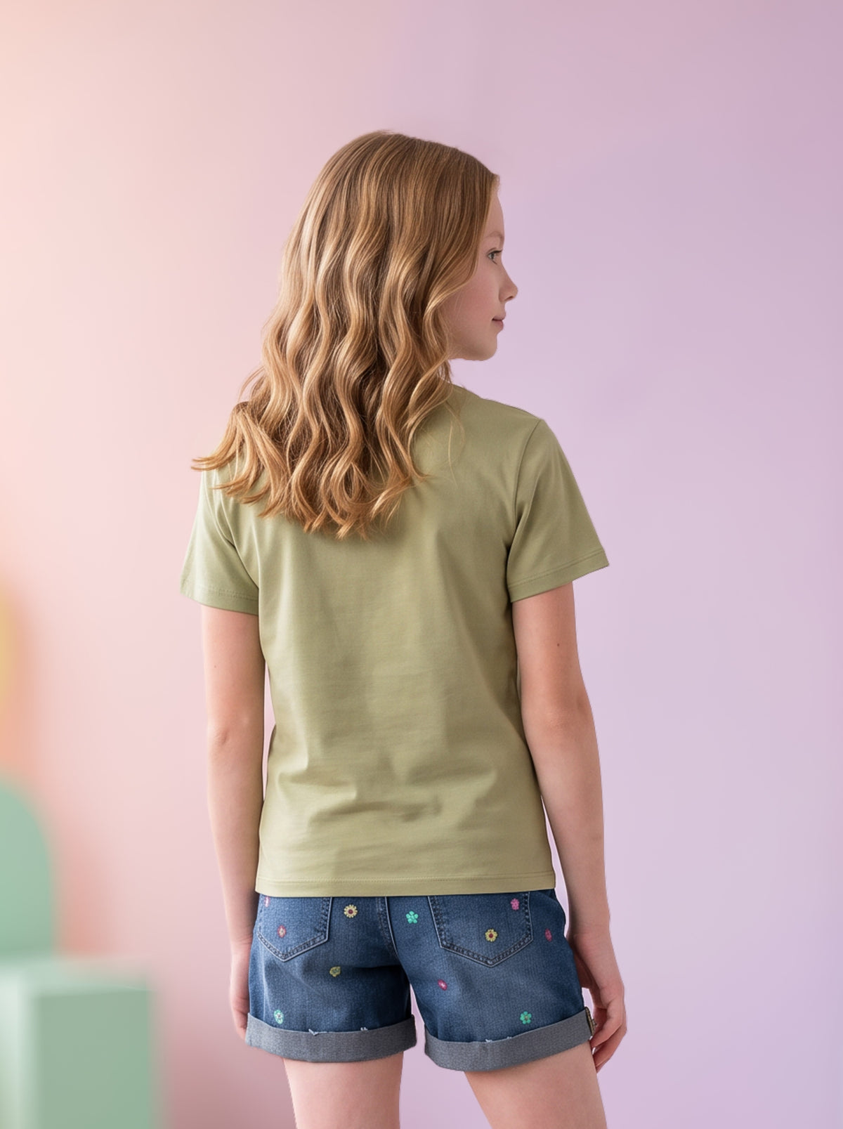 Camiseta de Niña Manga Corta Oliva