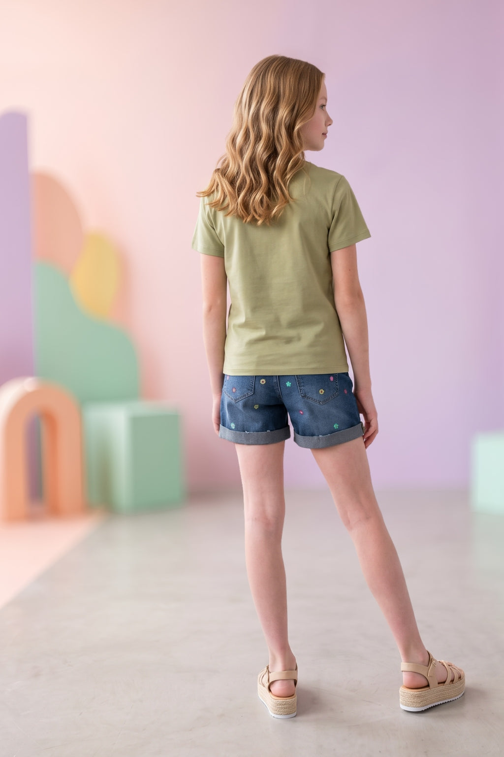 Camiseta de Niña Manga Corta Oliva