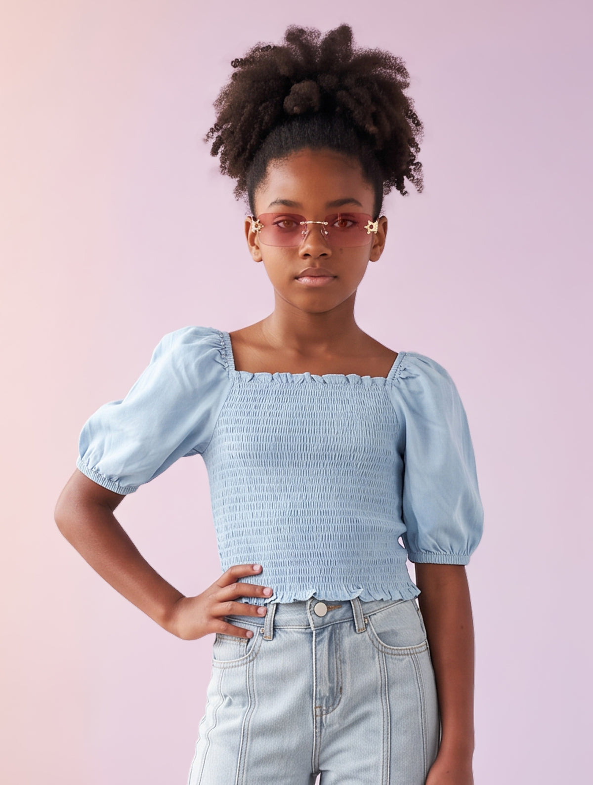 Crop Top de Niña Azul