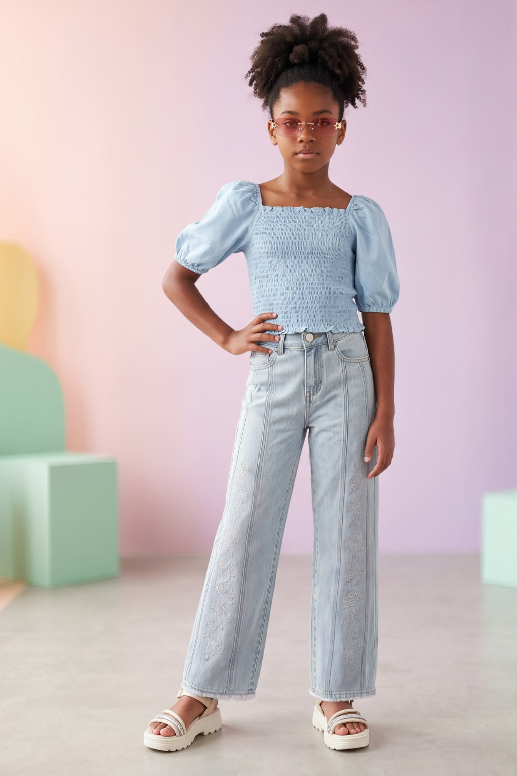 Crop Top de Niña Azul