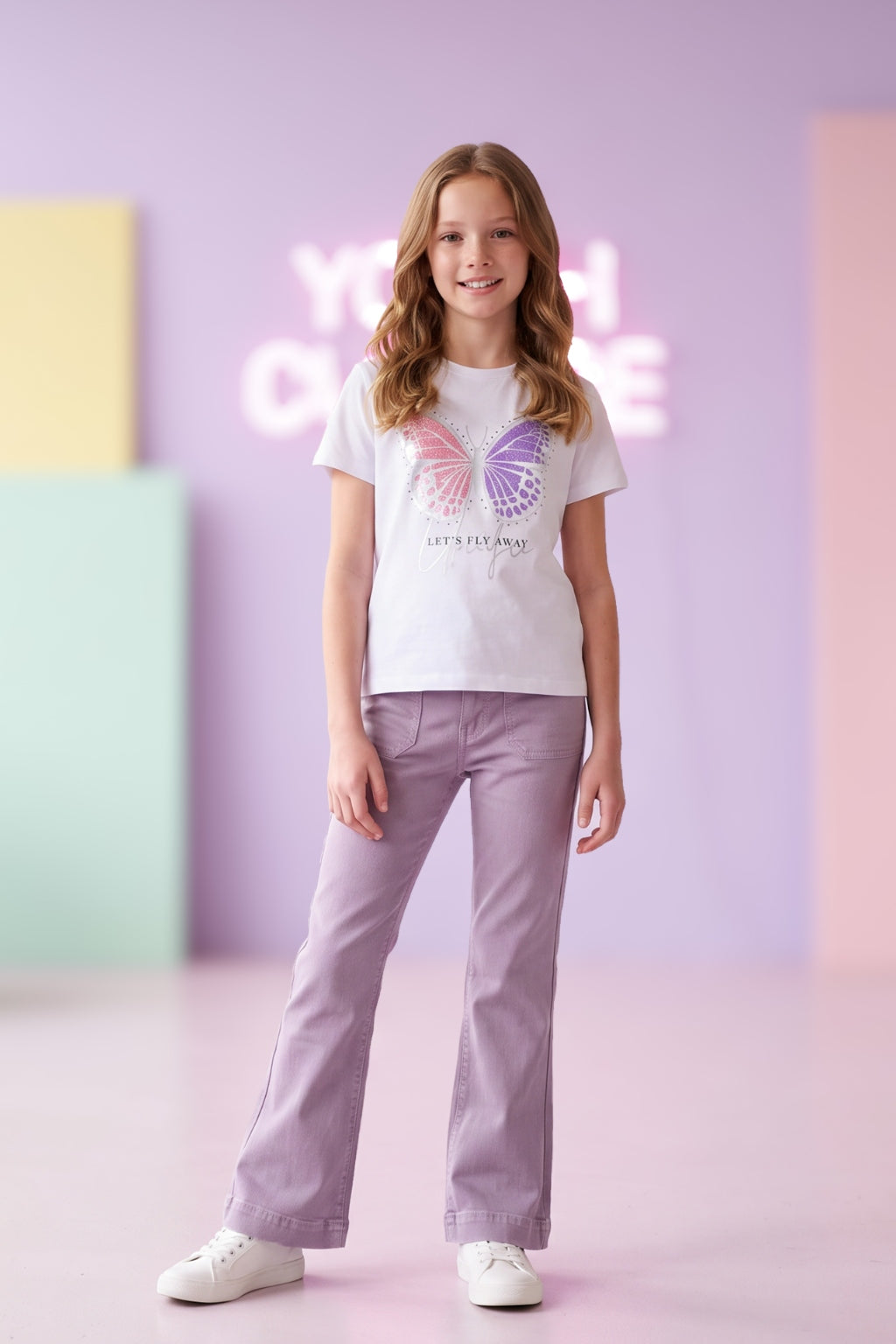 Jeans de Niña Estilo Wide Leg Lila