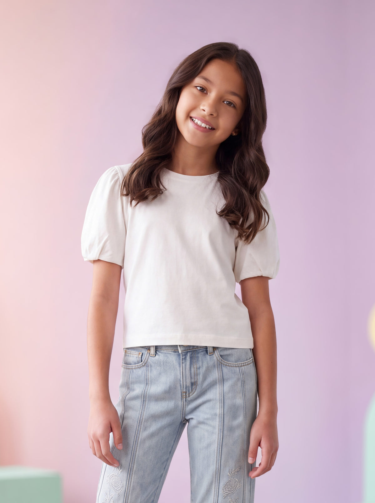 Camiseta de Niña Manga Corta Off-White