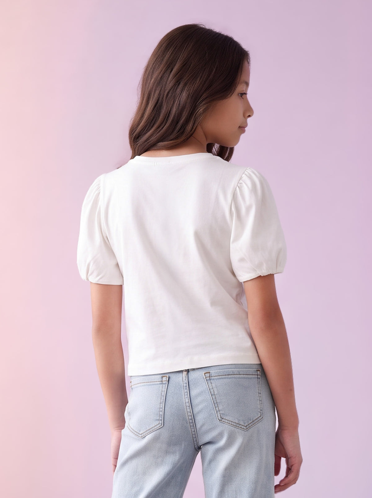 Camiseta de Niña Manga Corta Off-White