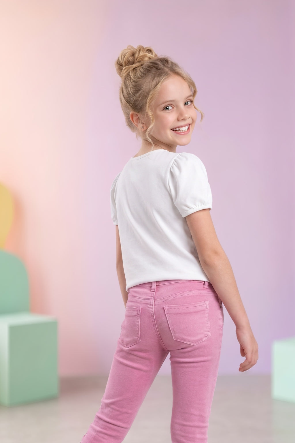 Jeans Bota Skinny de Niña Rosado
