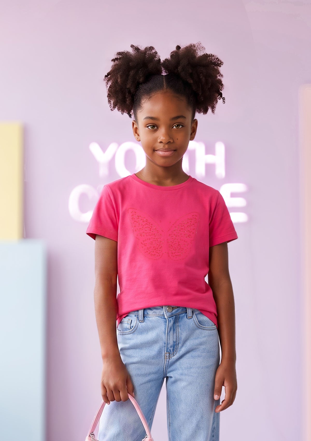 Camiseta de Niña Manga Corta Fucsia