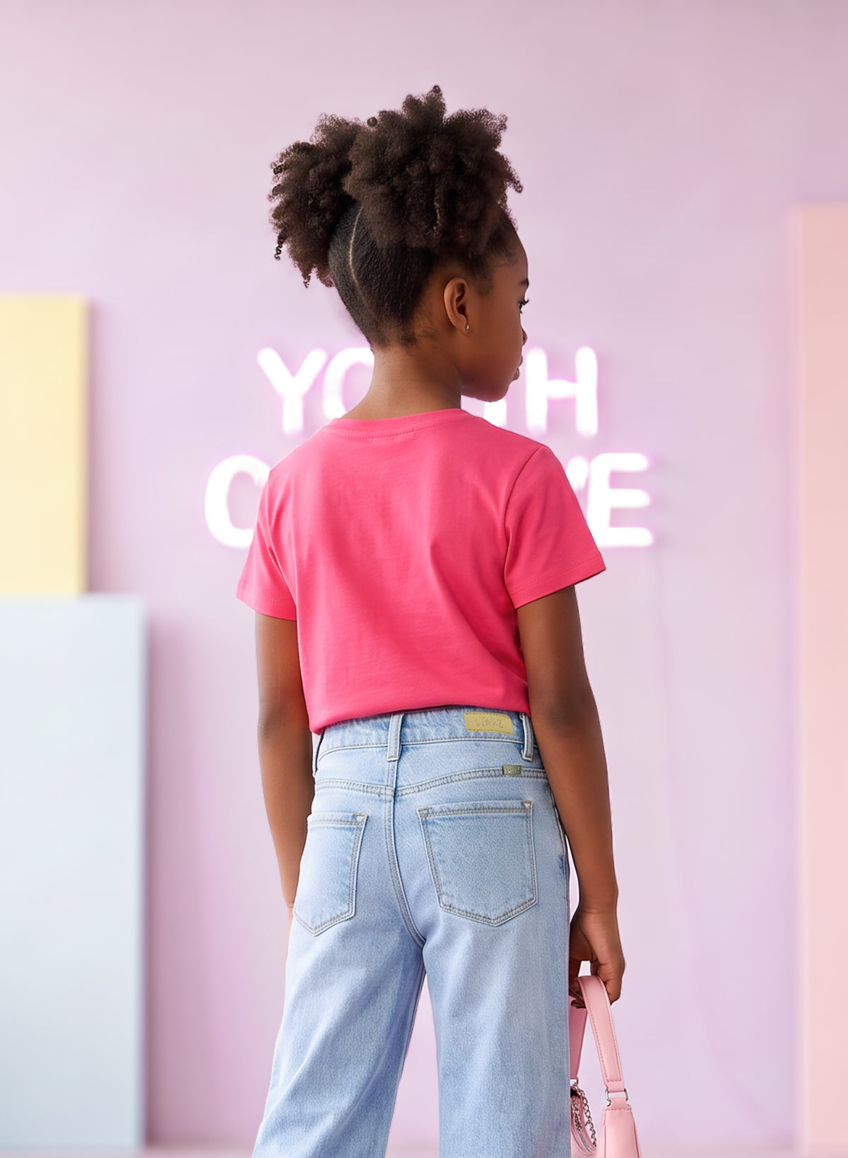 Camiseta de Niña Manga Corta Fucsia