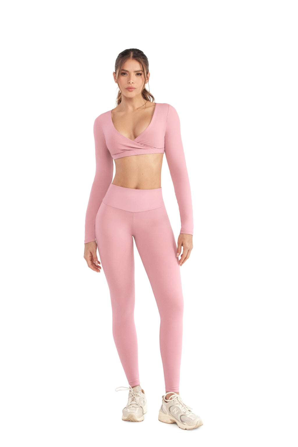 Crop Top Deportivo Palo Rosa Tejido Suave y Elástico