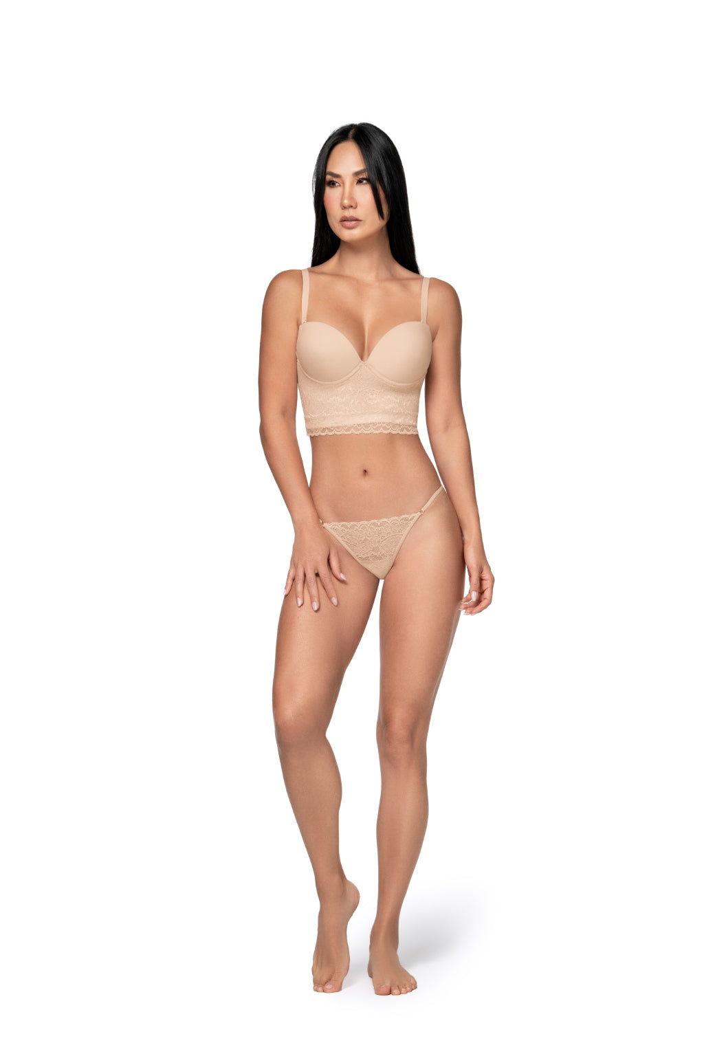 Brasilera Beige Cintura Elástica sin Marcas