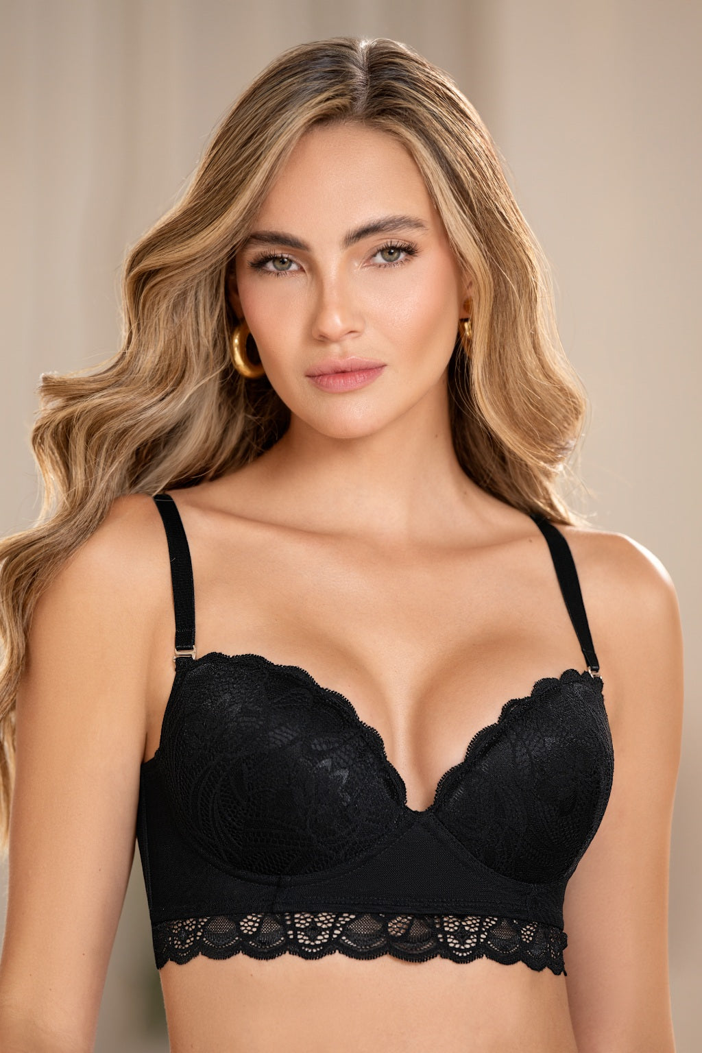 Brasier Realce Medio Media Copa con Aro y Push Up Negro para mujer - Pretty Woman, vista adicional