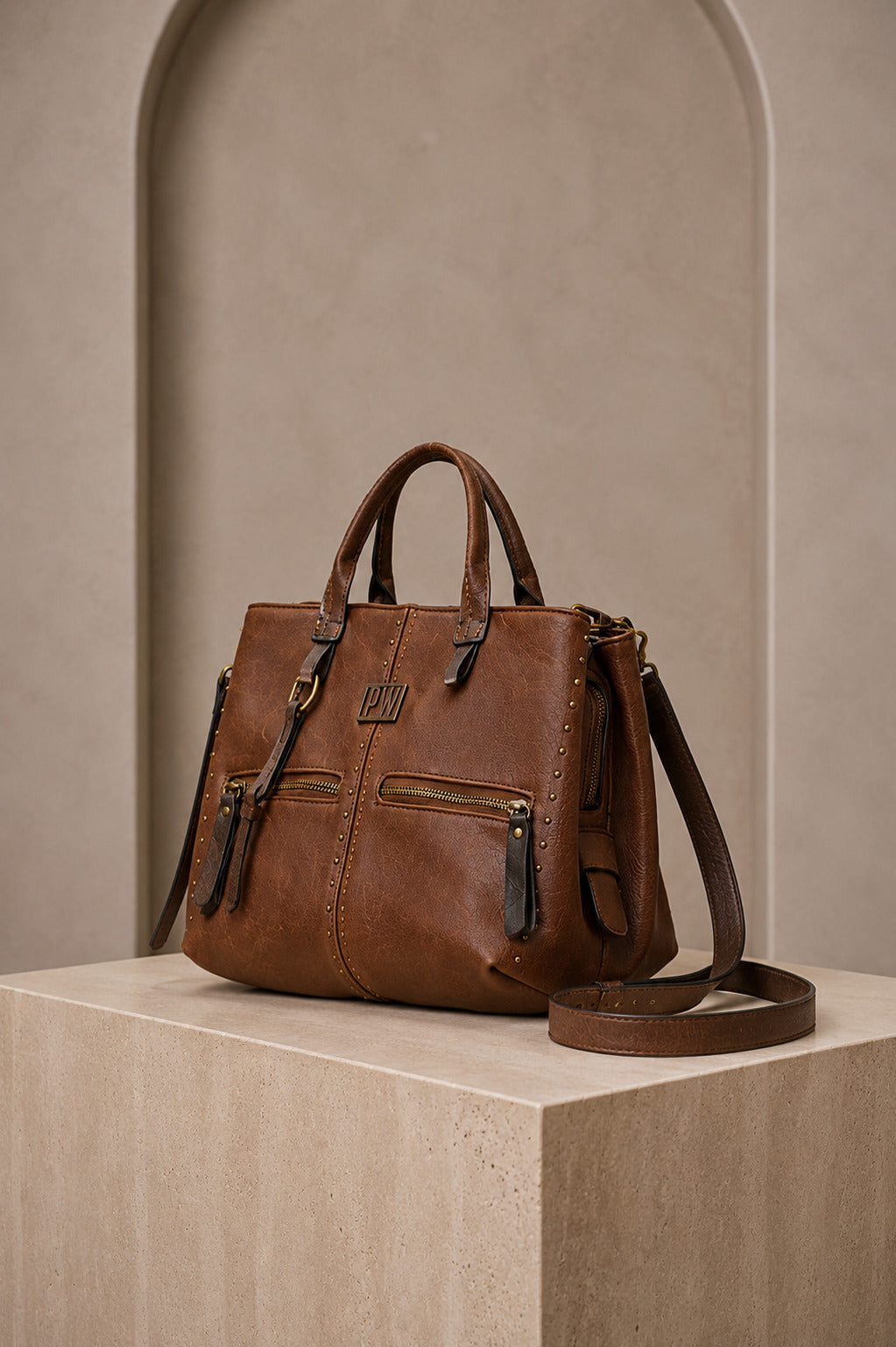 Bolso en Napa con Zipper 5 Bolsillos Internos