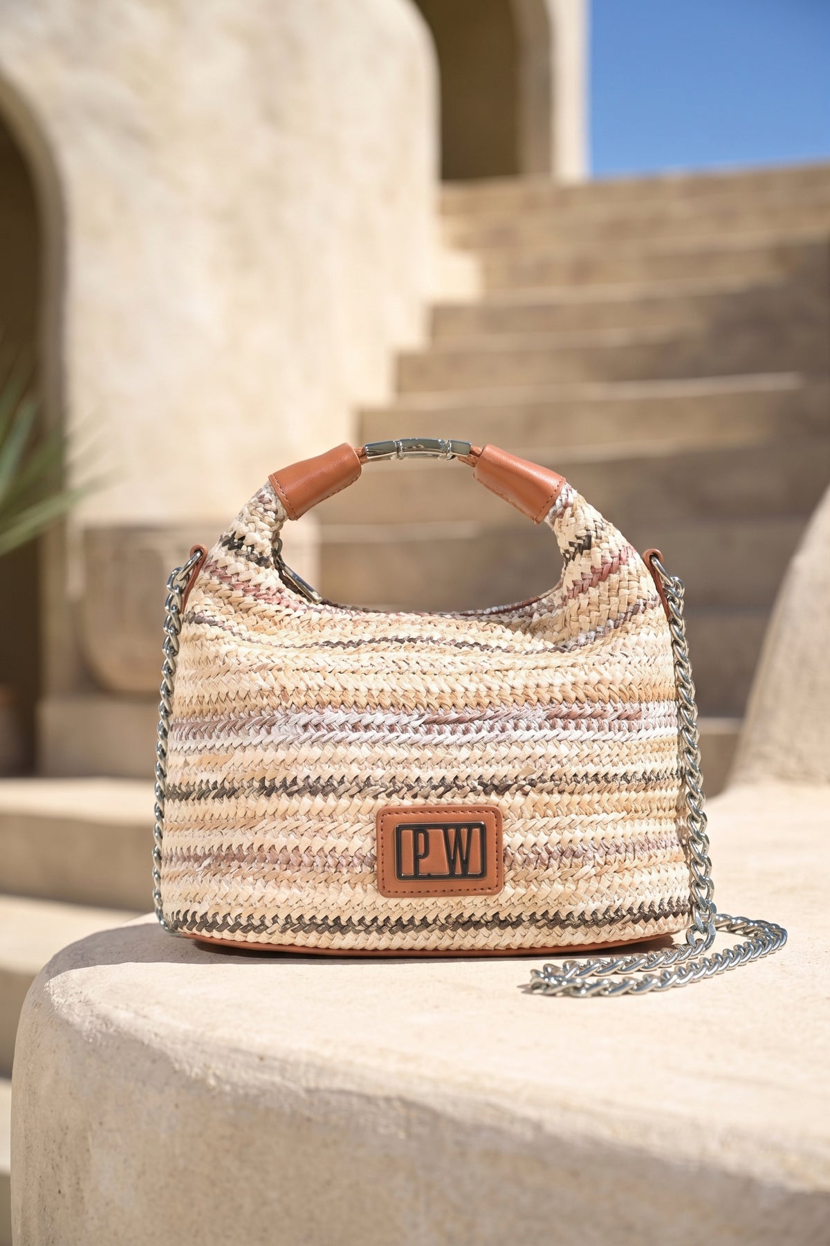 Bolso Tejido con Zipper Agarradera para Manos