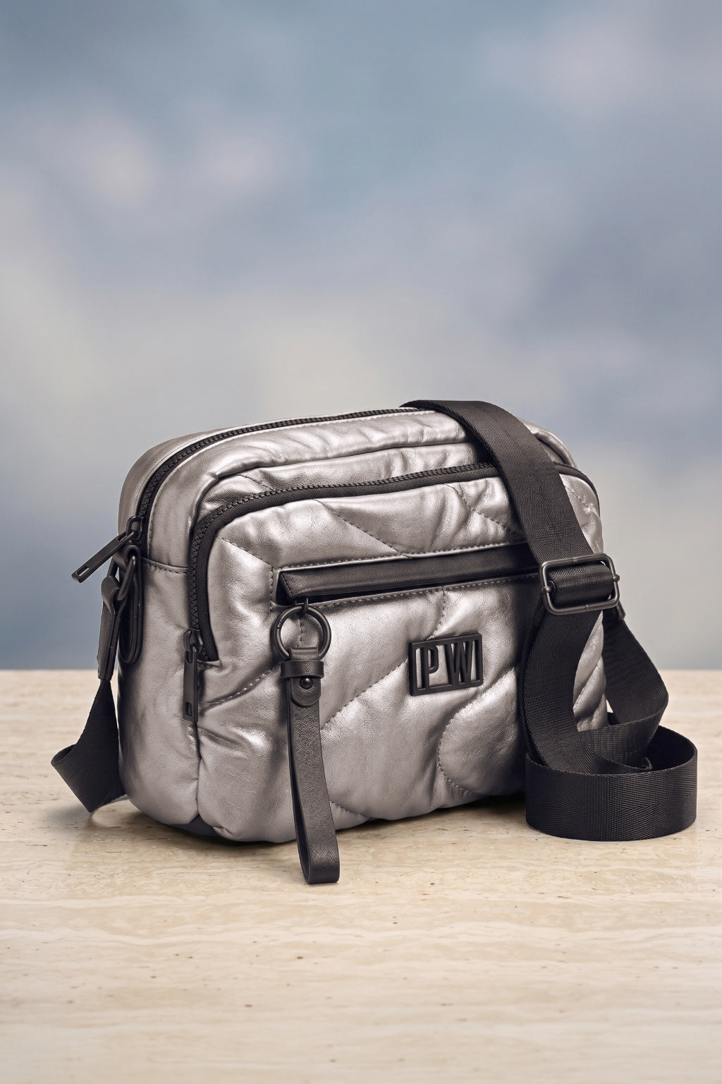 Bolso Acolchado con Zipper Agarradera para Manos