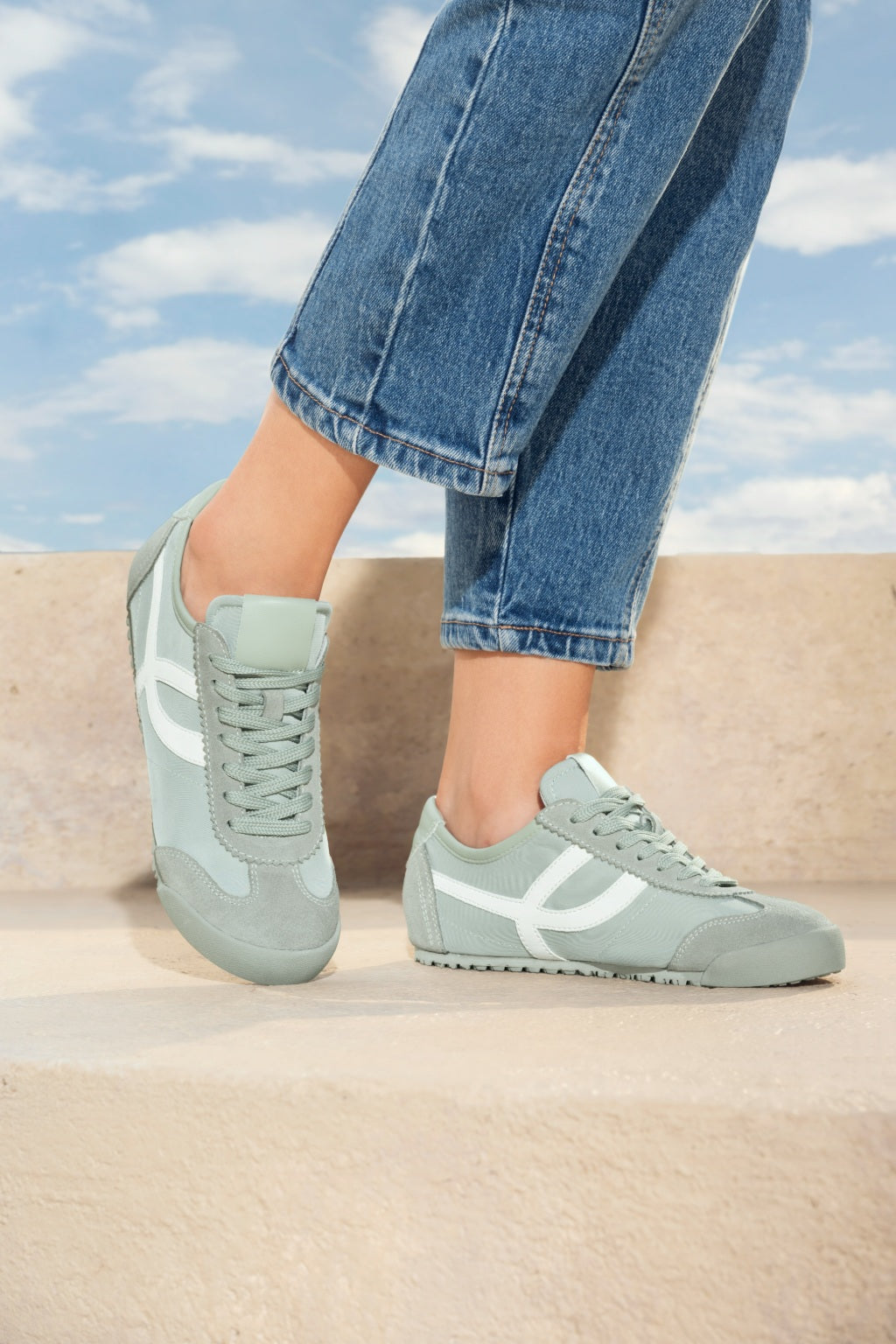 Tenis en Lona Apliques en Nobuck y Napa Verde Menta