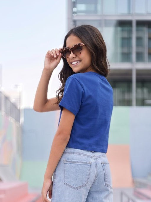Camiseta Manga Corta de Niña Azul