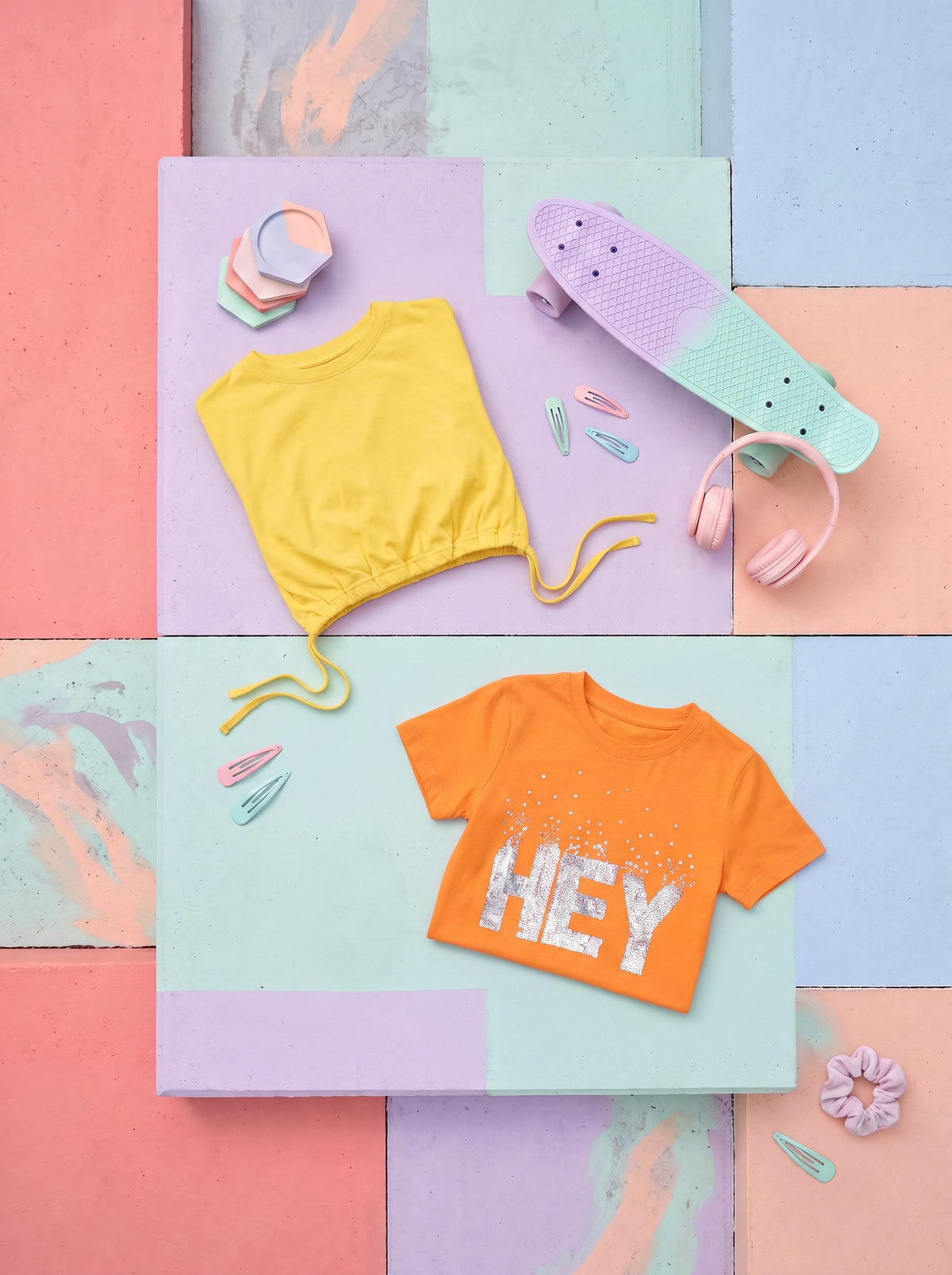 Camiseta Manga Corta de Niña Naranja