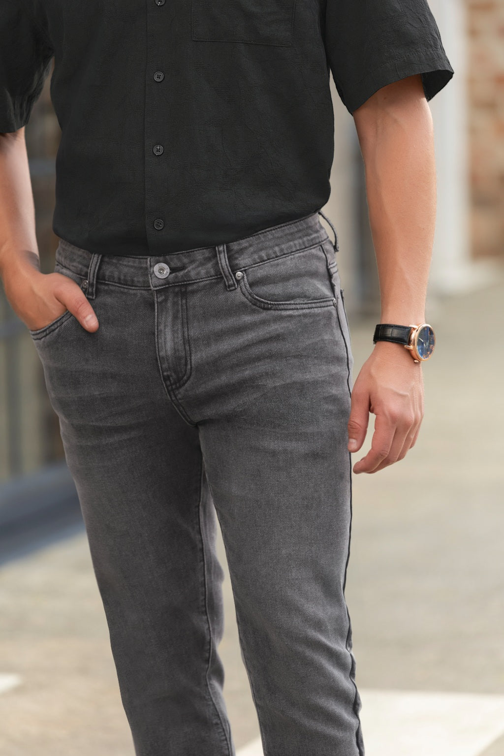 Jeans Bota Slim Gris para Hombre Boccelli - foto 3