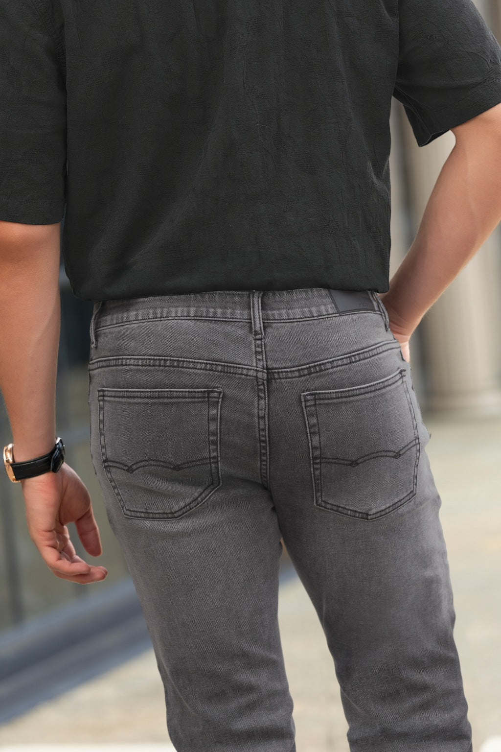 Jeans Bota Slim Gris para Hombre Boccelli - foto 4