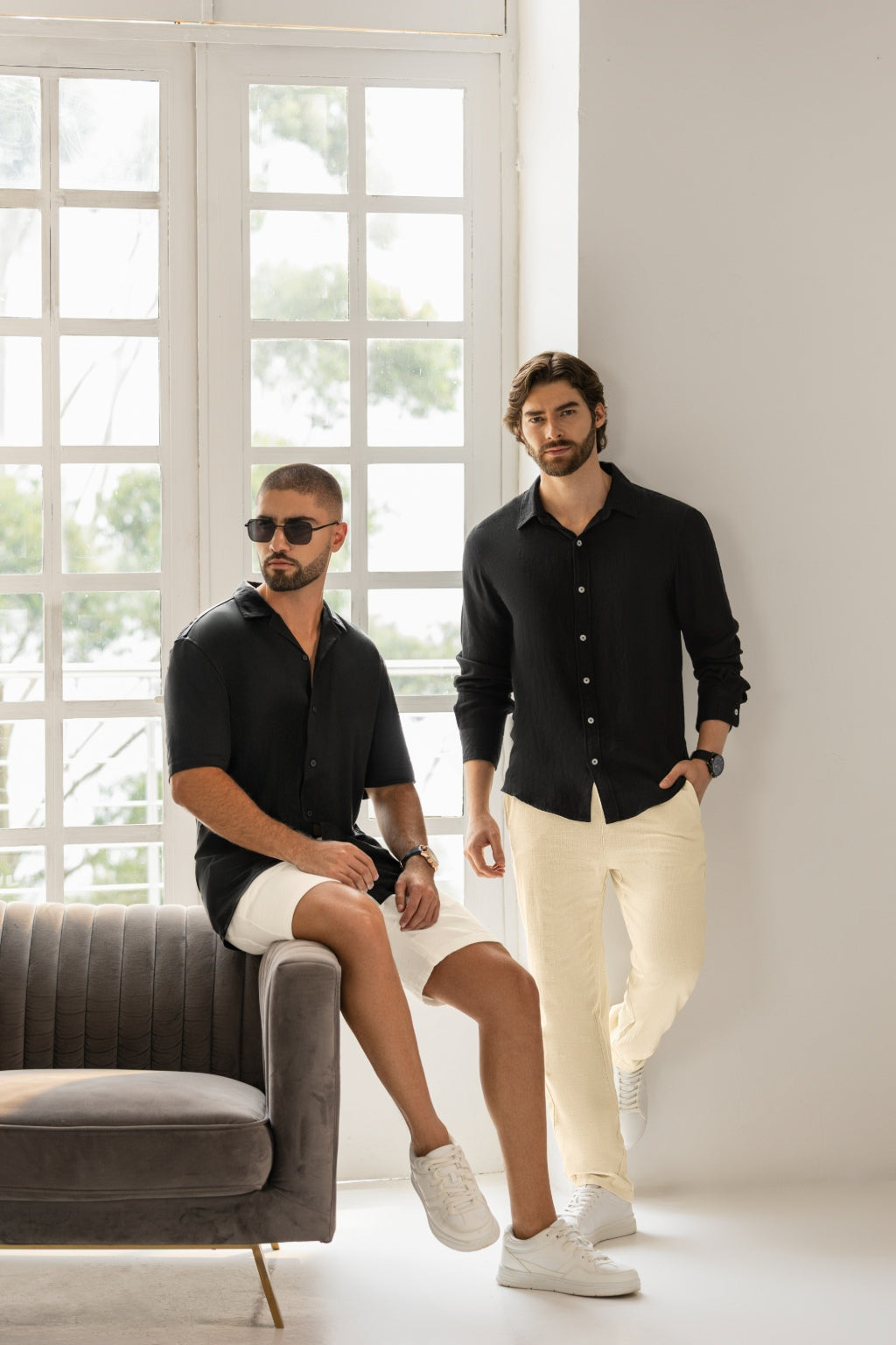 Camisa Manga Corta Tela Rayón Negro - Boccelli ropa para hombre, vista 9