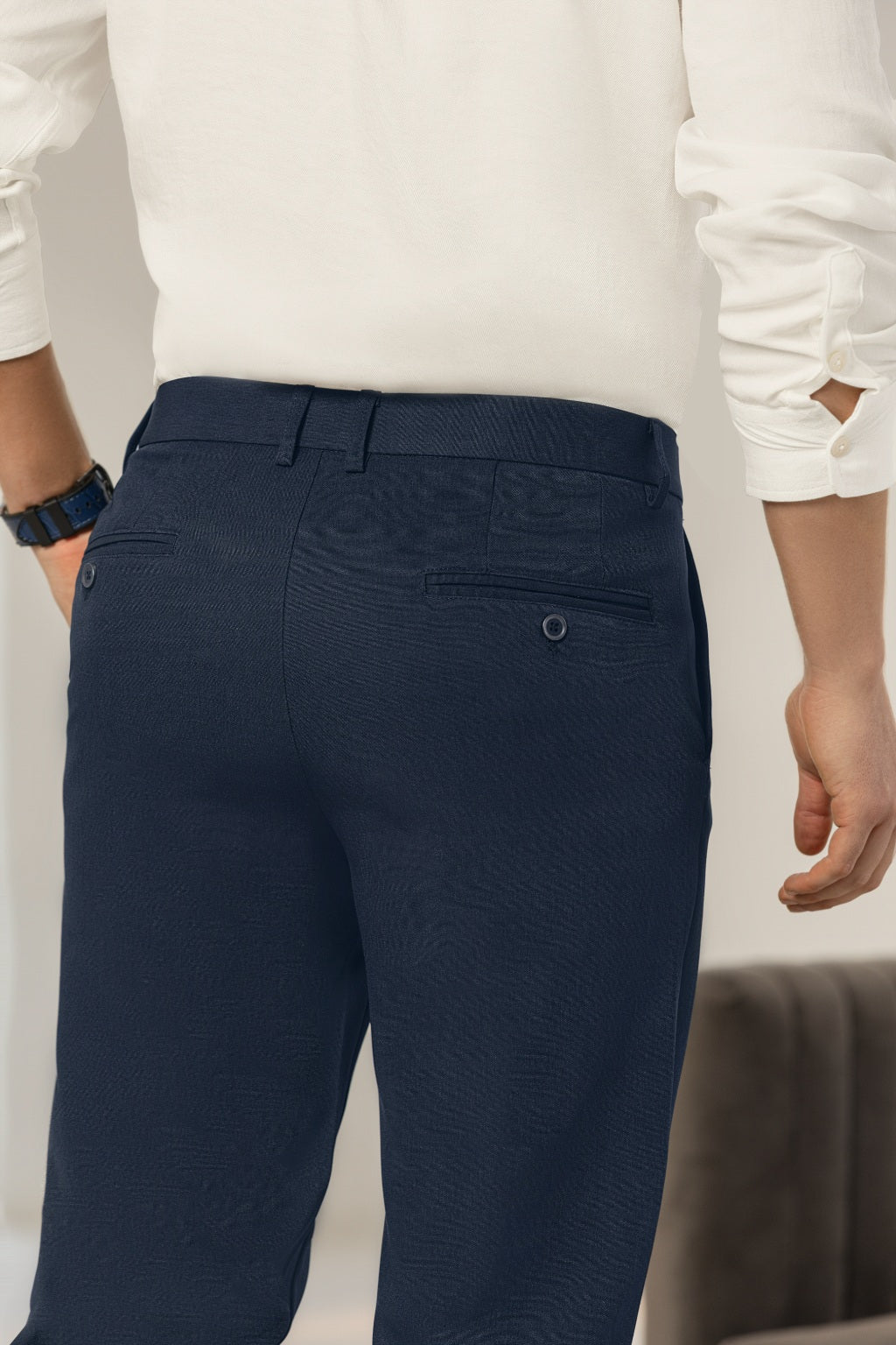 Camisa Manga Larga Tela Lino Blanco - Boccelli ropa para hombre, vista 9