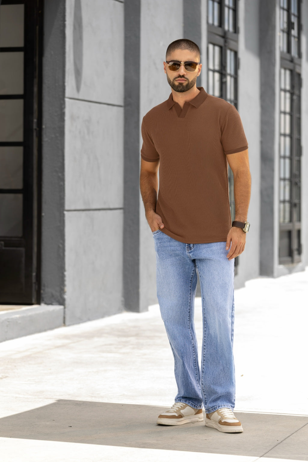 Jeans Bota Straight Bolsillos Delanteros y Traseros Demin Bolsillos Delanteros y Traseros Demin Stretch Proceso de Desgaste Algodón Spandex Azul Medio - Boccelli ropa para hombre, vista 11