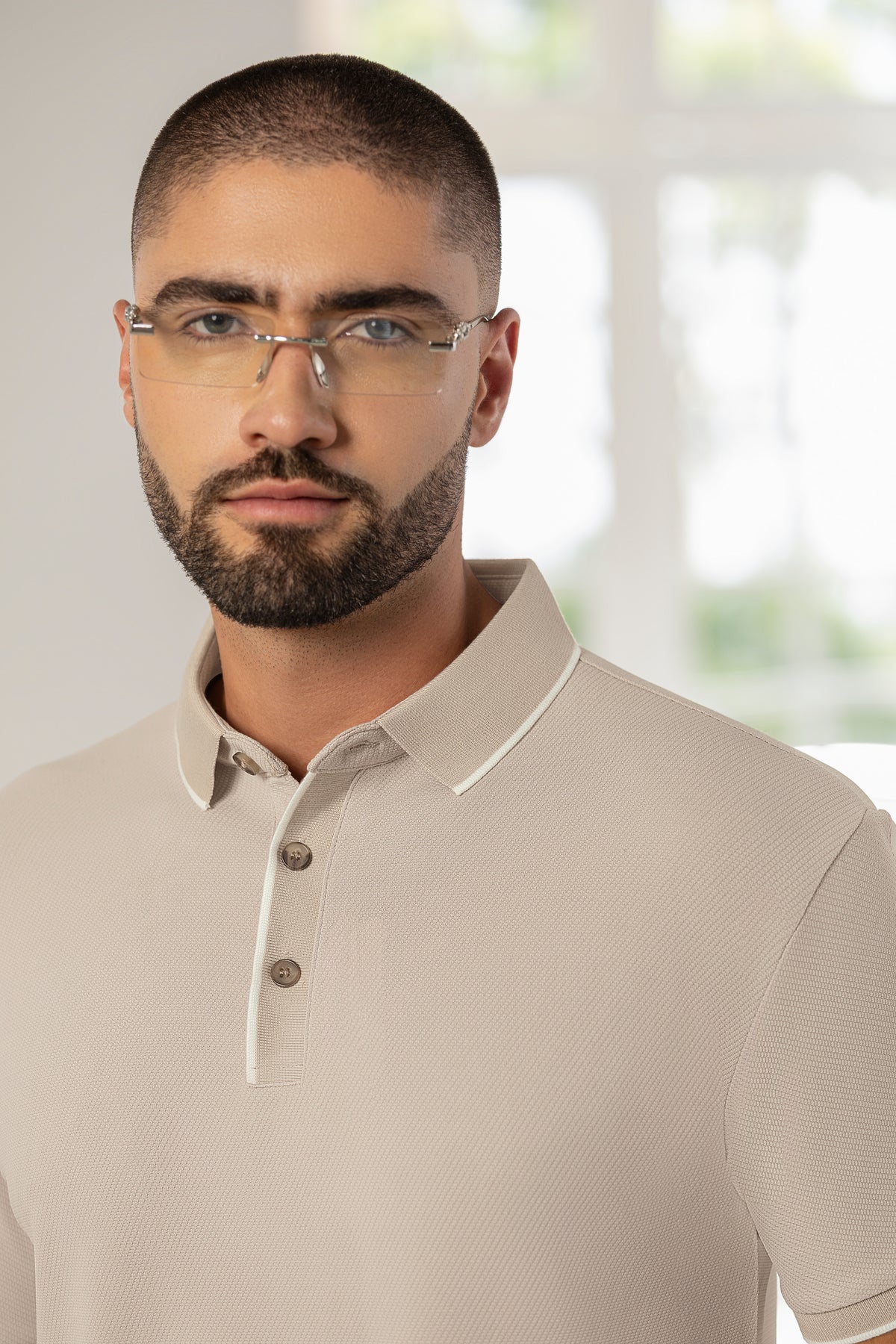 Camisa Tipo Polo Manga Corta Tela Jacquard Arena