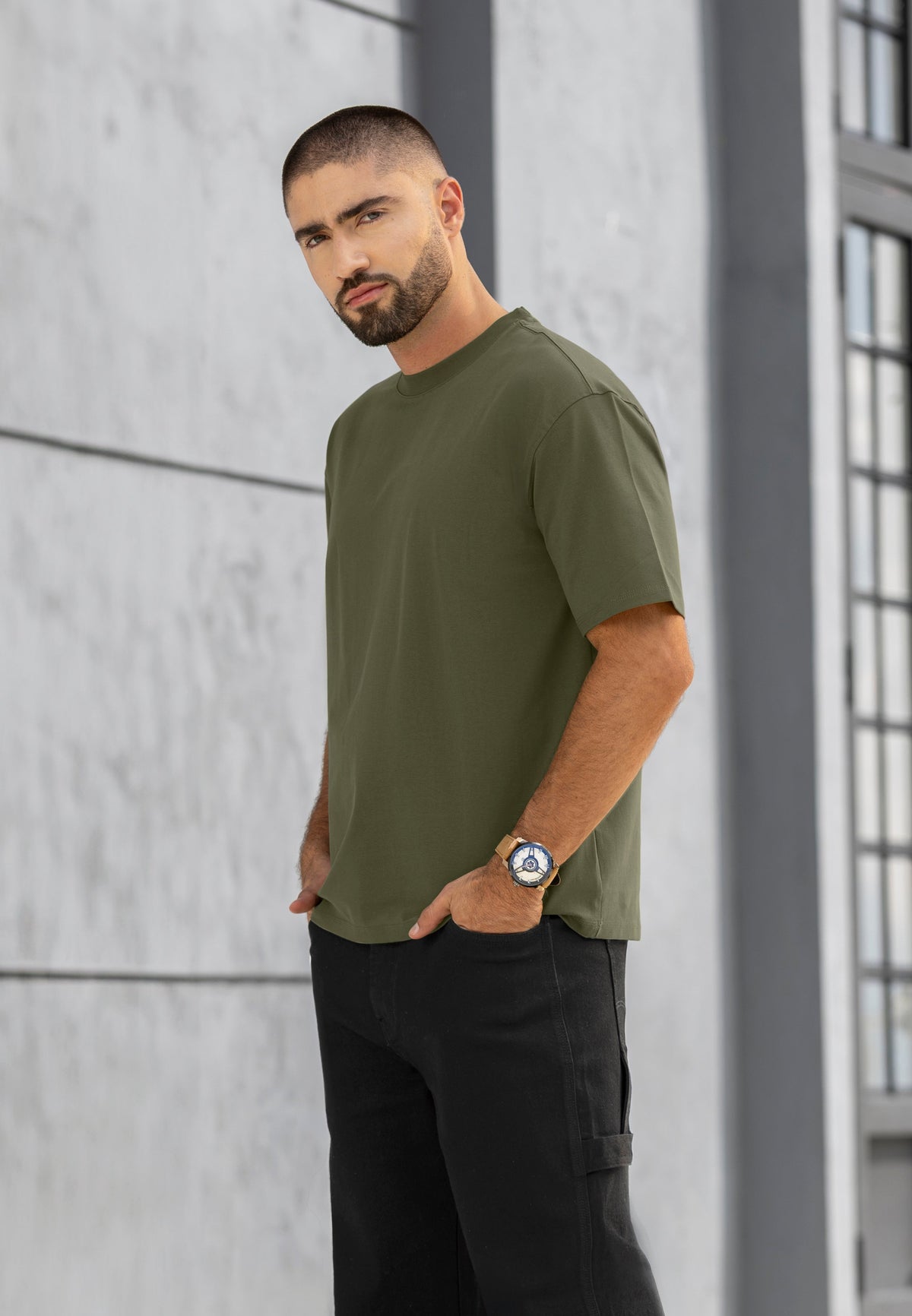 Camiseta Manga Corta Cuello Redondo Tela Algodón Verde