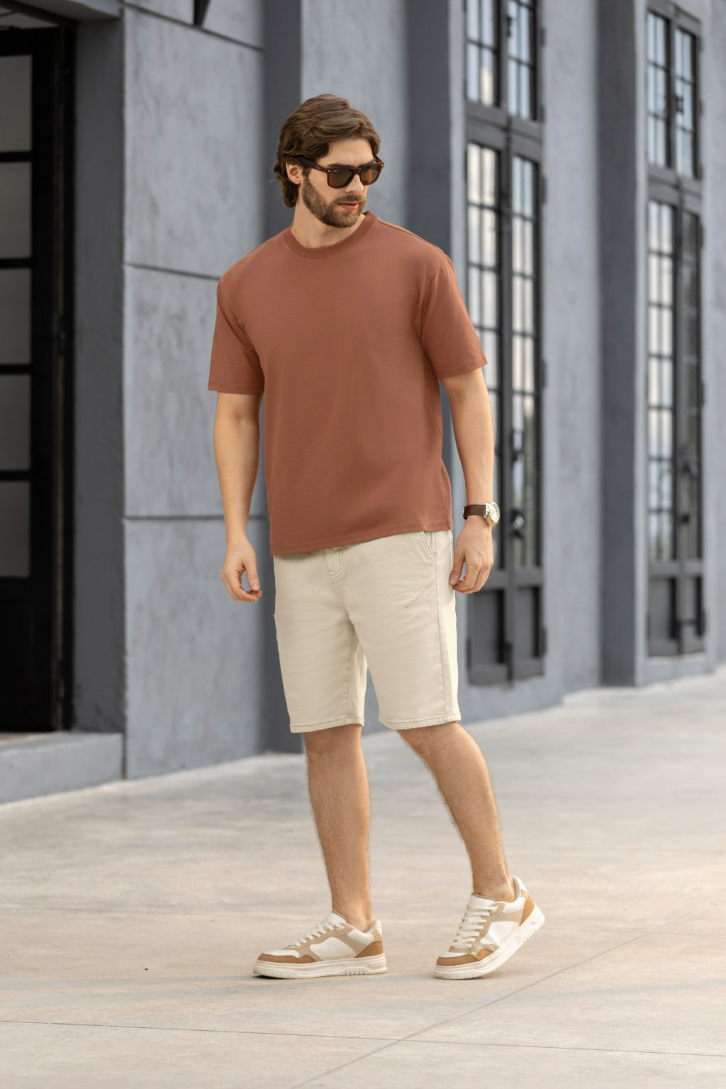 Bermuda Bolsillos Delanteros y Traseros Tela Twill 67%polyester - Boccelli ropa para hombre, vista 1