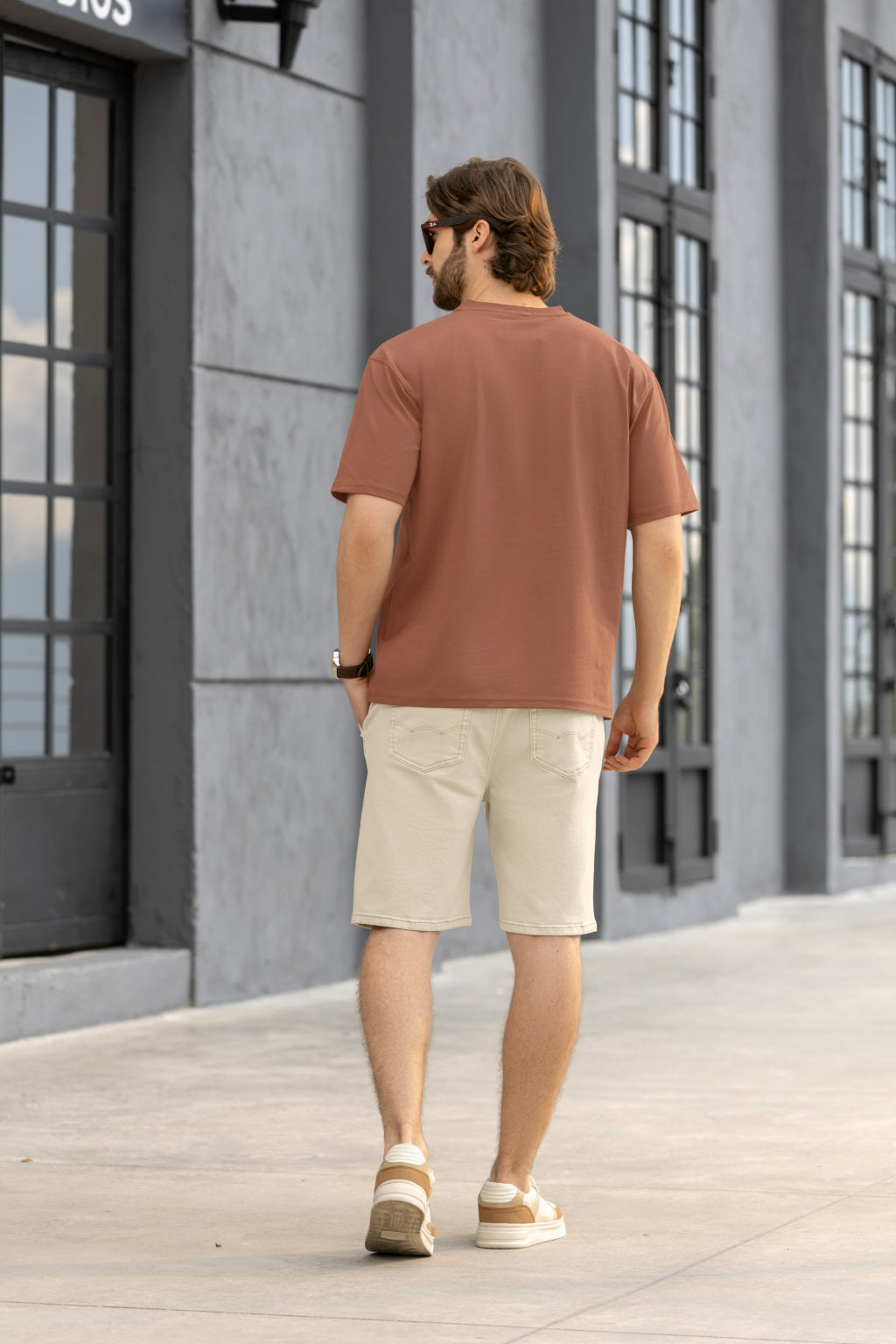 Bermuda Bolsillos Delanteros y Traseros Tela Twill 67%polyester - Boccelli ropa para hombre, vista 2