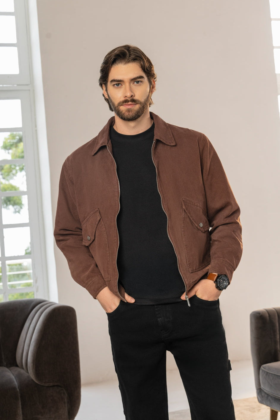 Jeans Bota Straight Bolsillos Delanteros y Traseros Demin Bolsillos Delanteros y Traseros Demin Stretch 98 Negro - Boccelli ropa para hombre, vista 14