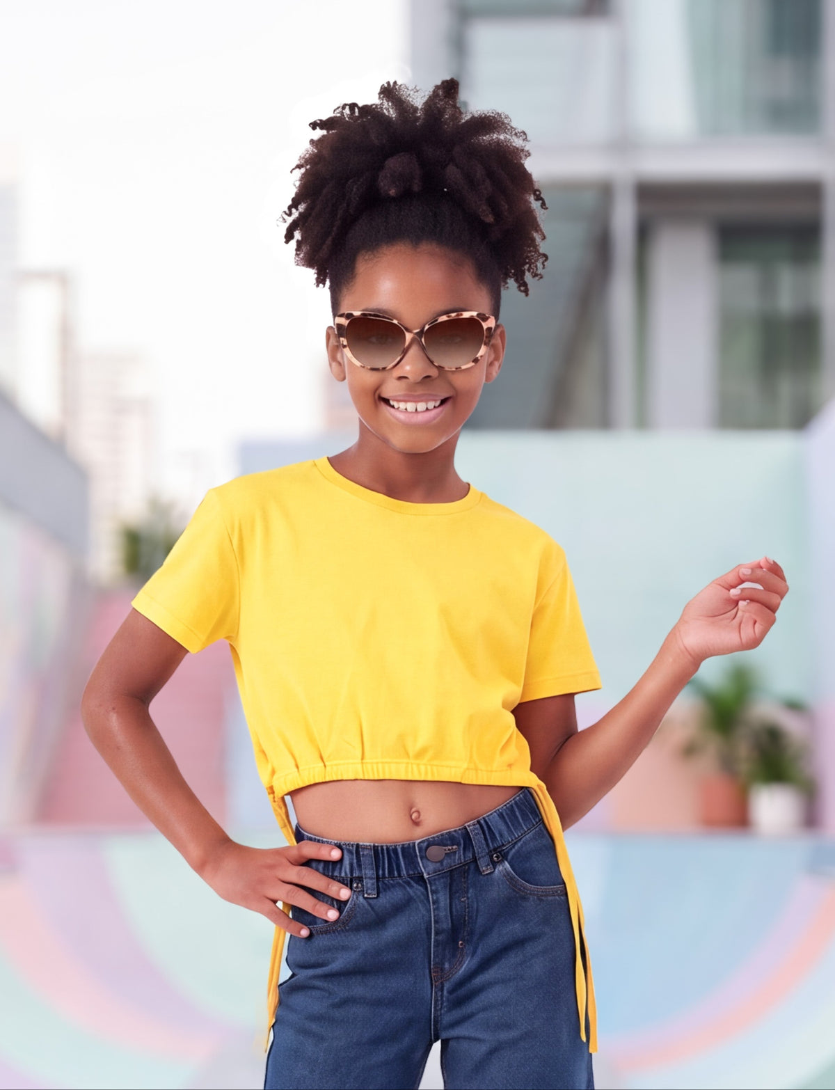 Camiseta Manga Corta de Niña Amarillo