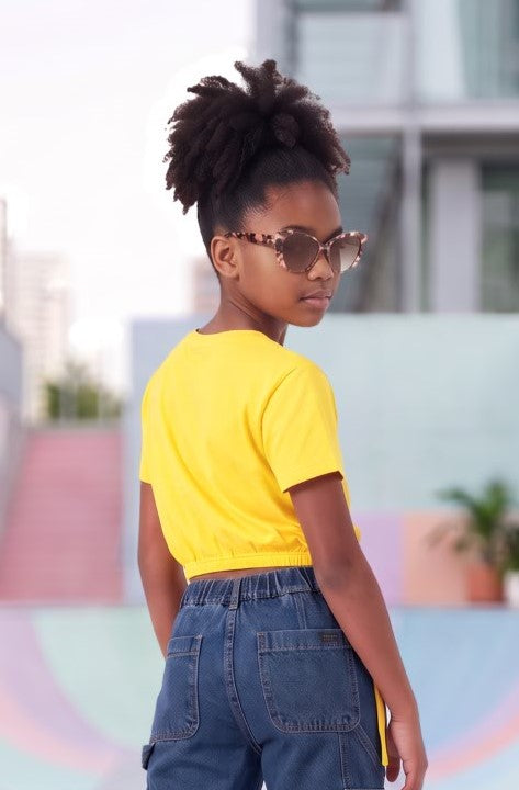 Camiseta Manga Corta de Niña Amarillo