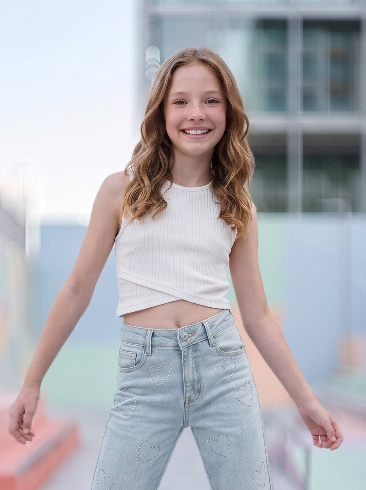 Crop Top Manga Sisa de Niña Marfil
