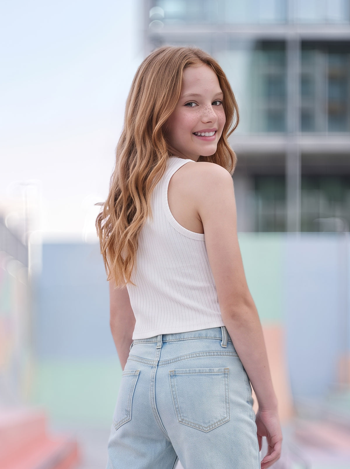 Crop Top Manga Sisa de Niña Marfil