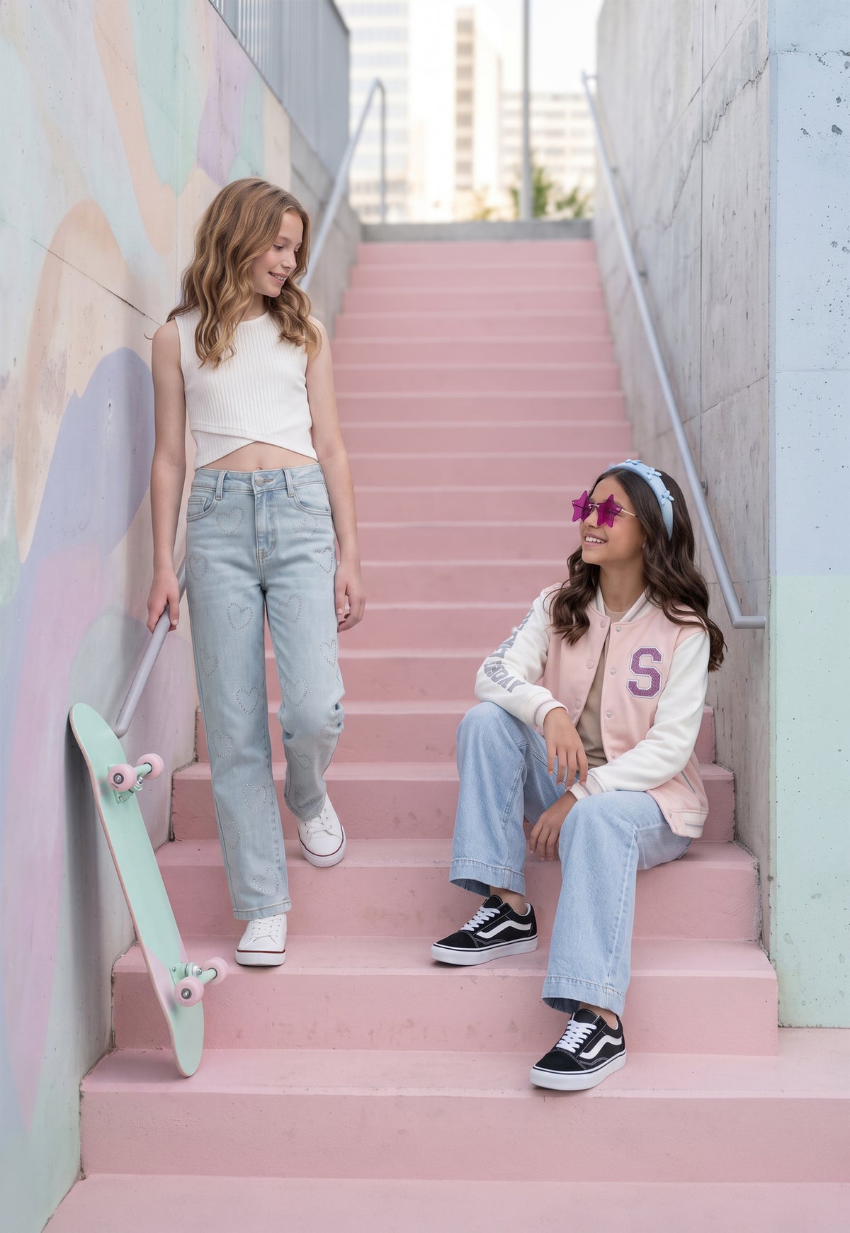 Jeans de Niña Estilo Straight Wide Azul Claro