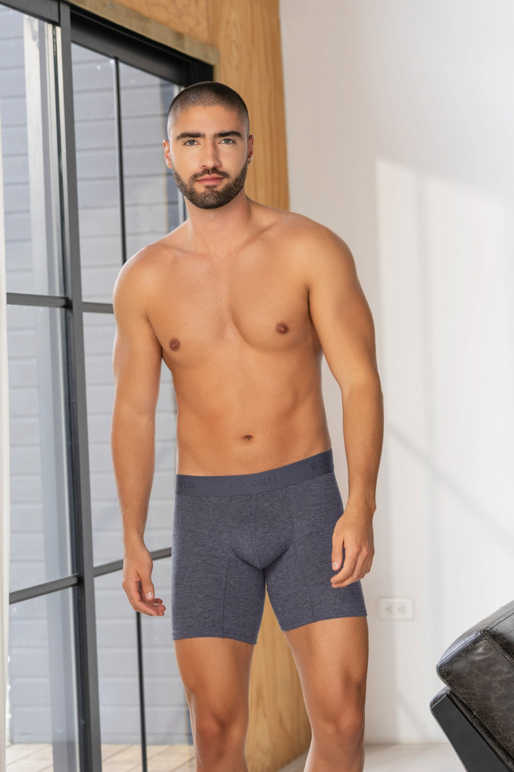 Boxer Medio Algodón Negro Cross para Hombre Boccelli - vista principal
