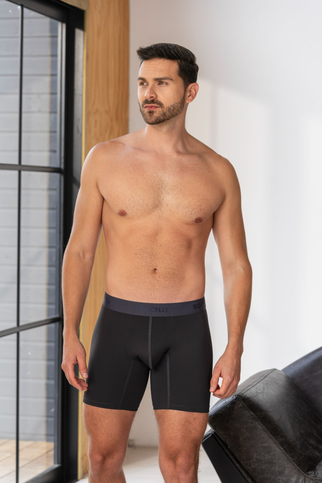 Boxer Medio Microfibra Gris para Hombre Boccelli - vista principal