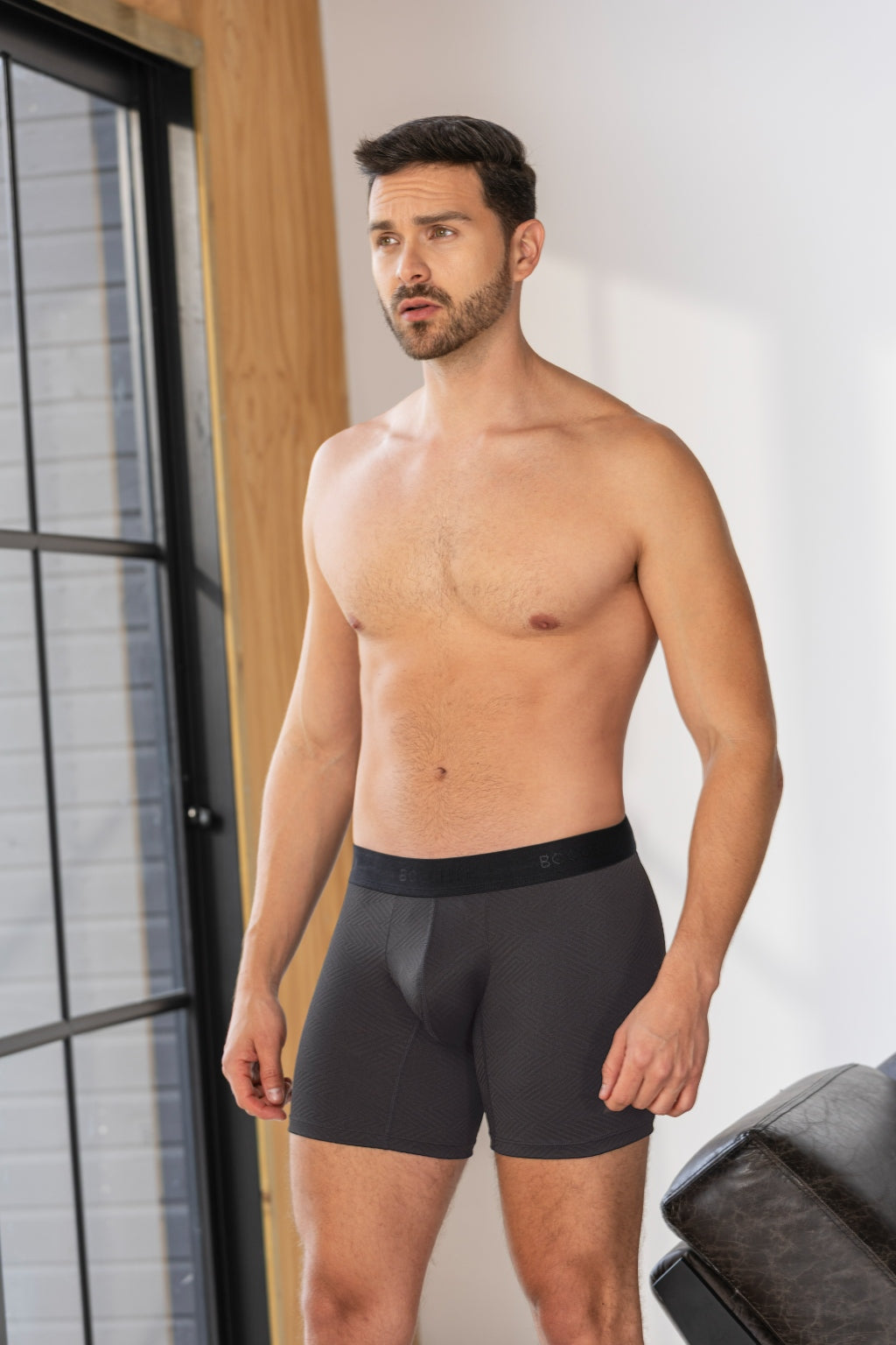 Boxer Medio Jacquard Negro para Hombre Boccelli - vista principal