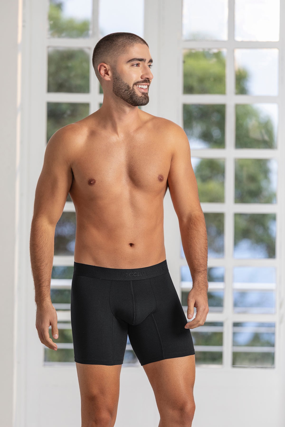 Bóxer Medio Algodón Negro para hombre - vista frontal | Boccelli