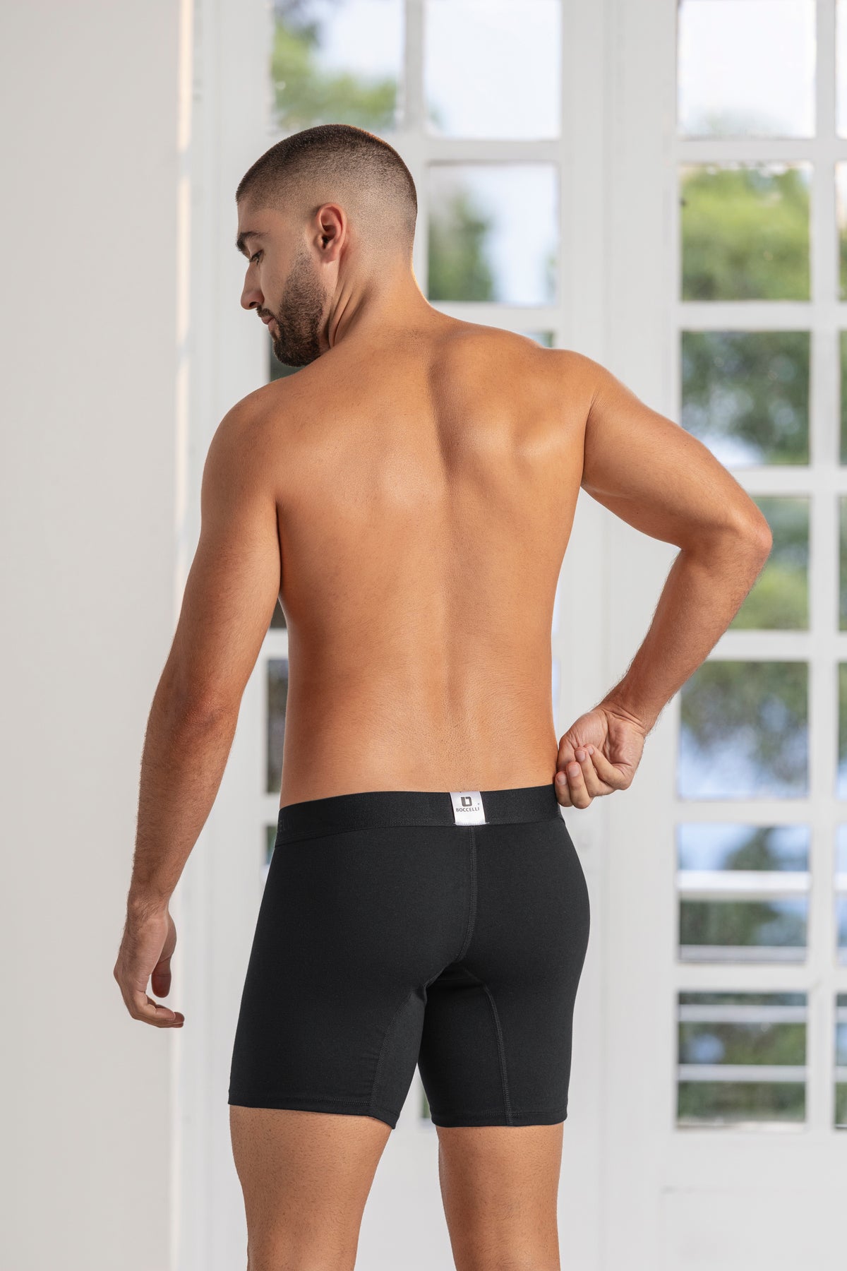 Bóxer Medio Algodón Negro para hombre - vista trasera | Boccelli
