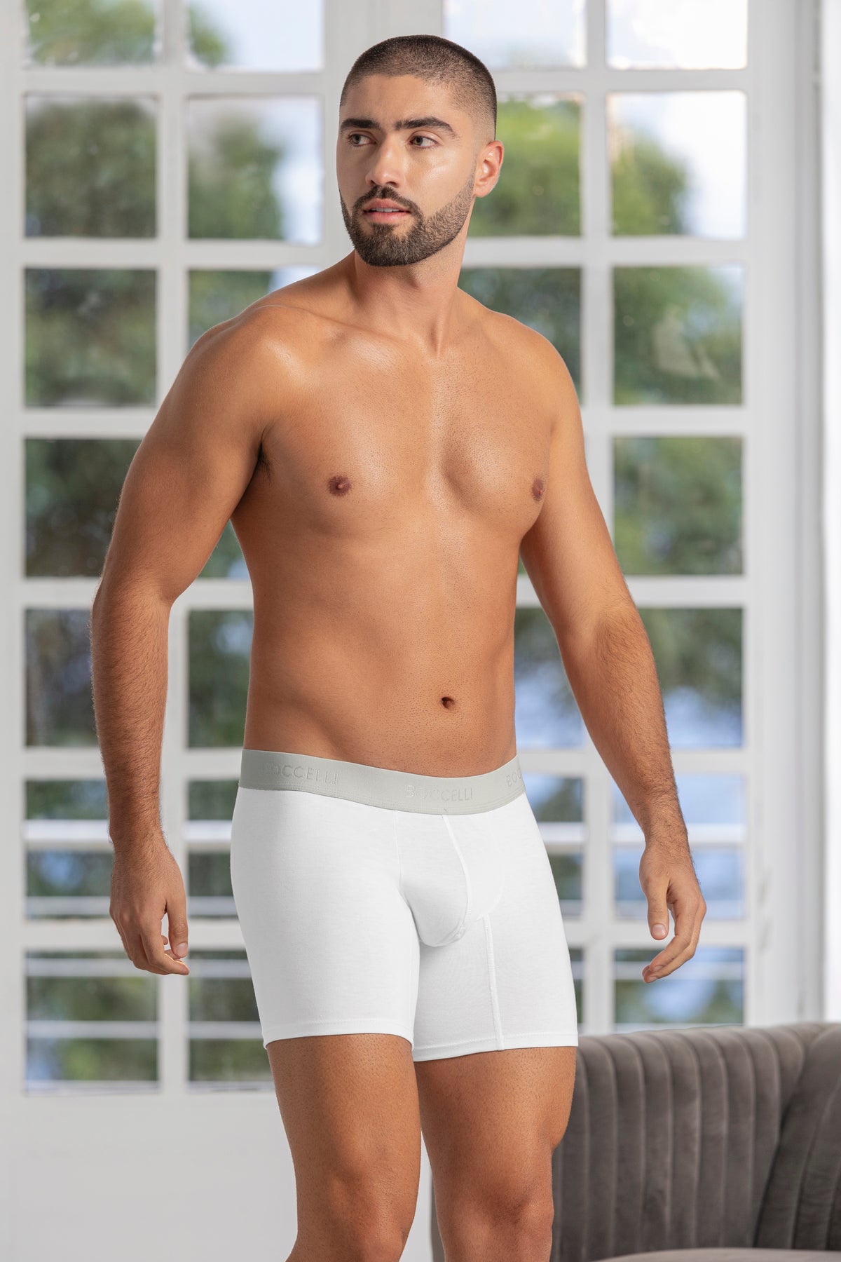 Bóxer Medio Algodón Blanco para hombre - vista frontal | Boccelli