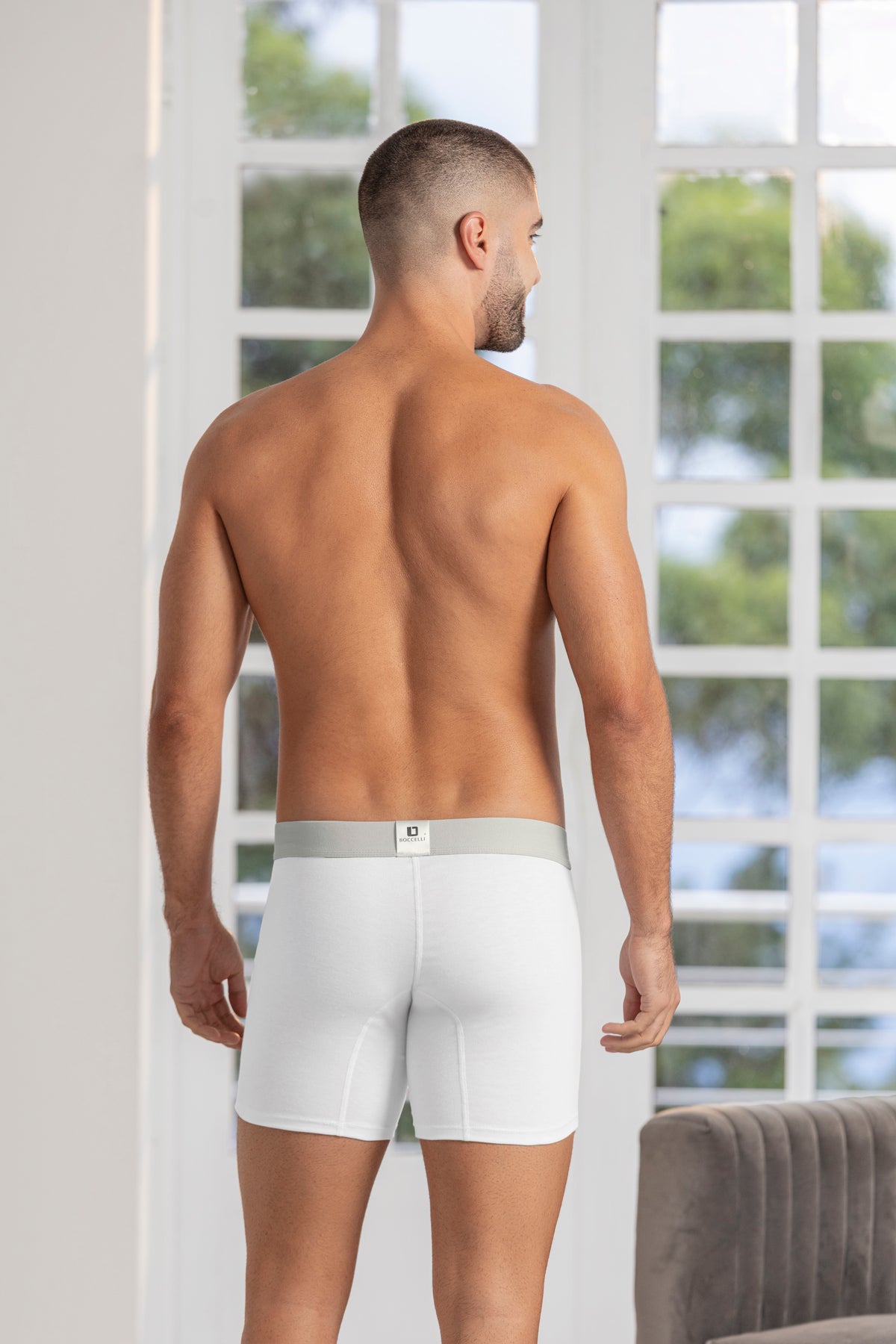 Bóxer Medio Algodón Blanco para hombre - vista trasera | Boccelli