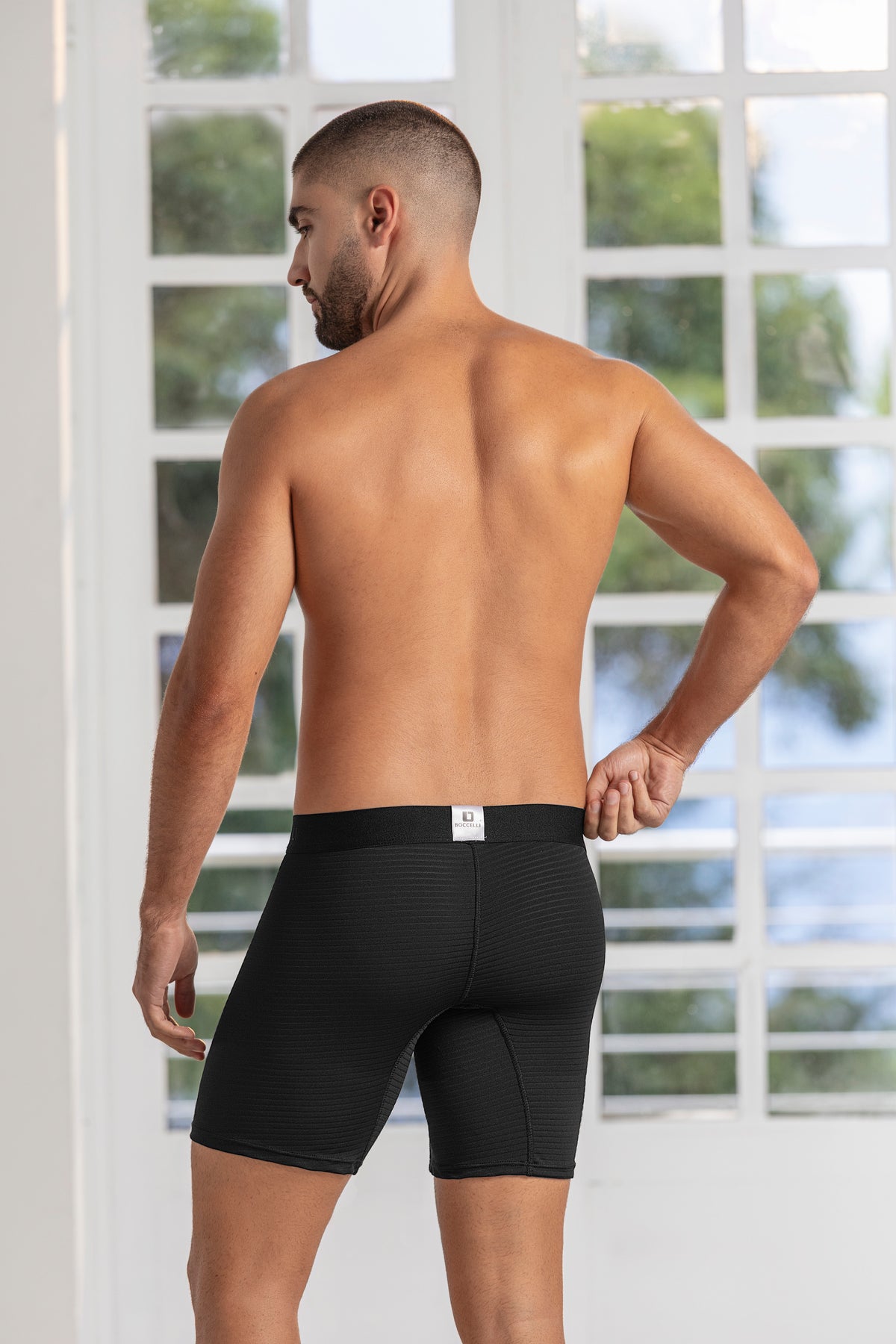 Boxer Medio Jacquard Negro para hombre - vista trasera | Boccelli